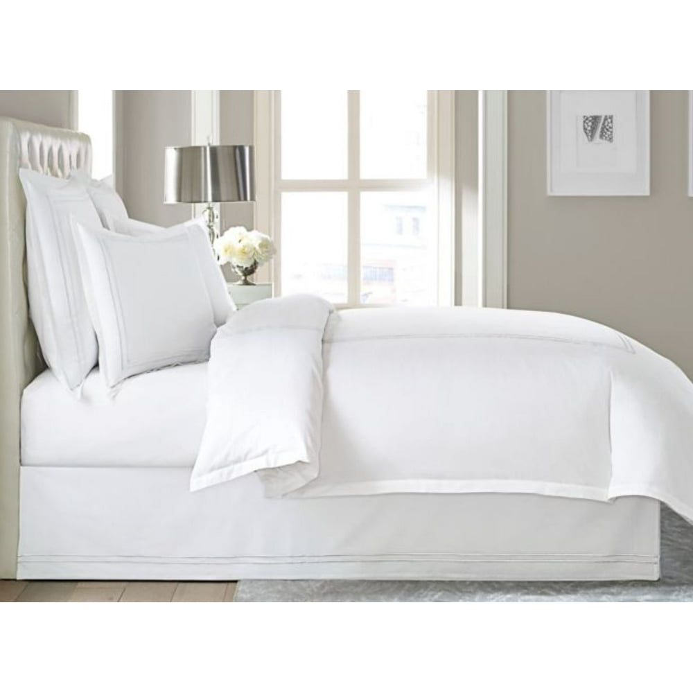 WamsuttaÂ® Baratta Stitch Cotton 15Inch Drop Full Bed Skirt in White