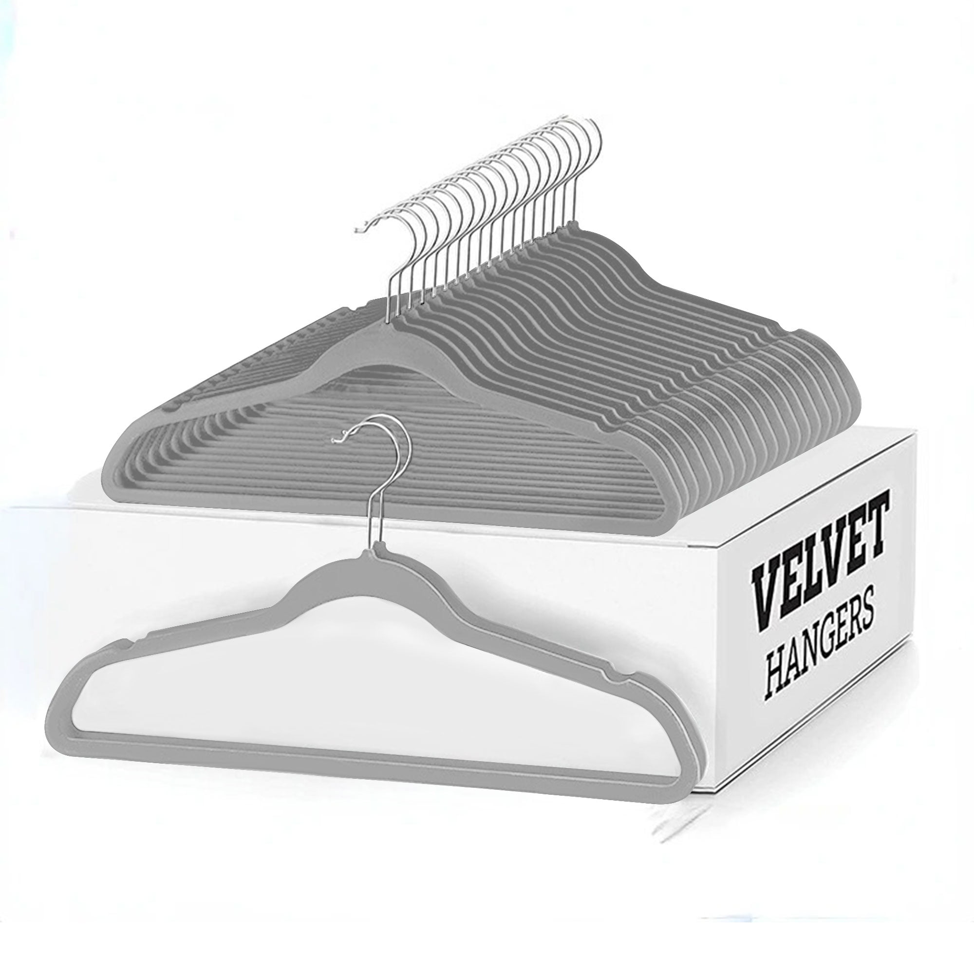 Lux Decor Collection Gray Non-Slip Velvet Hangers - Space Saving Hangers - 50 Pack