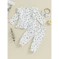 thumbnail image 4 of Bagilaanoe 3pcs Baby Girl Pants Set Toddler Long Sleeve Floral Tops + Leggings + Headband 6M 12M 18M 24M 3T Kids Fall Casual Clothes, 4 of 9