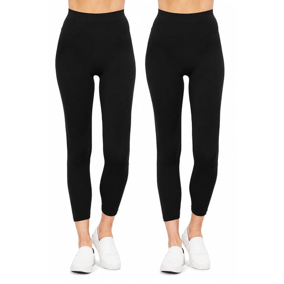 FashionStream Seamless Stretch, High Waist Nylon Spandex Leggings, 3 Pack (Juniors)