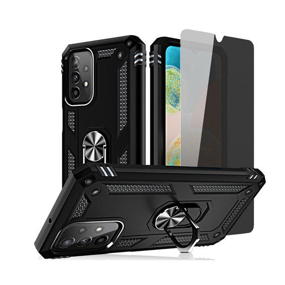 TASHHAR Samsung Galaxy A23 5G Case with Privacy Screen Protector and Magnetic Ring Mount Kickstand Military Grade Full Body Double Layer Drop Protection Rugged Durable for Galaxy A23 5G Phone - Black