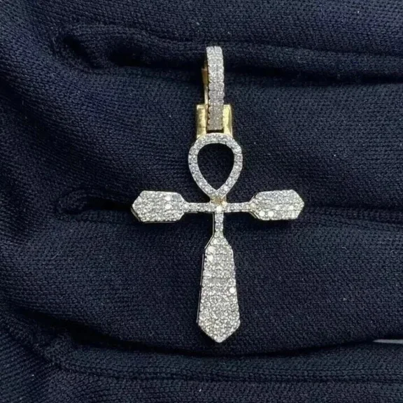 2Ct Round Cut Lab Created Diamond Women's Cross Pendant 14K Yellow Gold Plated