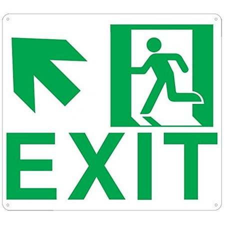 

Exit ARROW UP LEFT SIGN(Glow In the dark sign - Photoluminescent High Intensity ALUMINIUM 9x10 Rust Free )