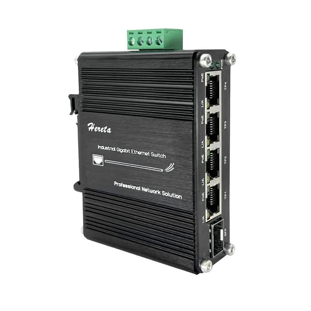 Conmutador Poe+ Gigabit Industrial Reforzado Mini Conmutador Ethernet Poe+ Compacto 4 Puertos Inyector Poe+ De 120 W 10/100/1000Base-T Y 1 Puerto 100/1000Base-X Sfp De Doble Velocidad Entrada De Alime