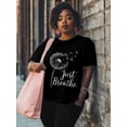 thumbnail image 3 of Women's T-Shirt Just Breathe Dandelion Flower Minimalist Short Sleeve Casual Tee Classic Crew Neck T Shirt for Women Black, L, 3 of 7