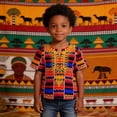 thumbnail image 6 of Glisme Boys Graphic Tees Africa Classic Childrens Dashiki Casual Loose Shirt For Boys Girls Blue Tee Size 3-4 Years, 6 of 8