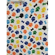 Fleece Printed Fabric Animal Print PAWPRINT MULTICOLOR / 58" Wide / Sold by the yard FE-S-209