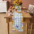 thumbnail image 2 of Sunflowers Table Runner - 72 Inch Long Spring Watercolor Flowers Butterflies Hydrangea Blue Cotton and Linen Blended Dress Scarves Farmhouse Table Runner for Kitchen Dining, Coffee Table, 13" x 72", 2 of 8