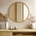 Magnifique Wall Bath Round Mirror, 32" Natural Wood Frame, Handcrafted ...