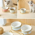 thumbnail image 5 of Cat Bowls, Puppy Ceramic Food and Water Bowls Set, Indoors Pet Bowls with Stand Gold-Sky Blue, 5 of 5