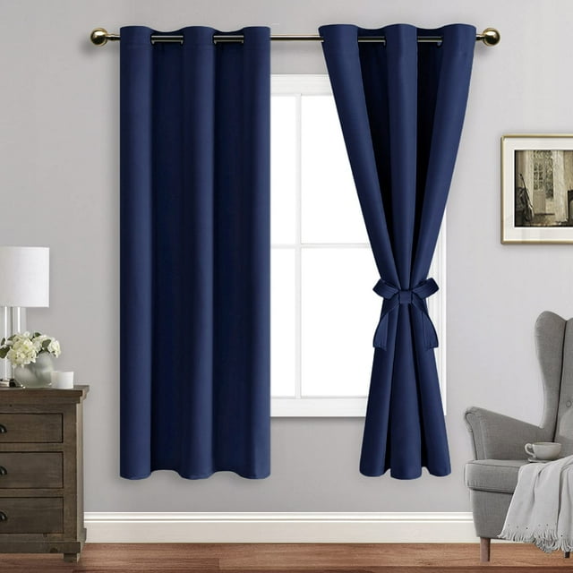 Jiuzhen Cortinas Opacas Con Alzapaños – Cortinas Con Aislamiento Térmico Que Bloquean La Luz Y Reducen El Ruido Con Ojales Para Dormitorio Y Sala De Estar, Juego De 2 Paneles De 42 X 63 Pulgadas De La