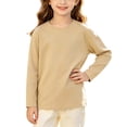 thumbnail image 2 of HAOTAGS Girls Long-Sleeve Crewneck Tops Soft, Breathable & Relaxed-Fit Everyday Tees Khaki Size 6, 2 of 9
