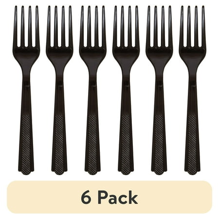 (6 pack) Plastic Disposable Forks Black 24 Pieces by Way To Celebrate
