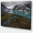 thumbnail image 2 of Turquoise Mountain Lake with Clouds - Landscape Canvas Art Print, 2 of 4