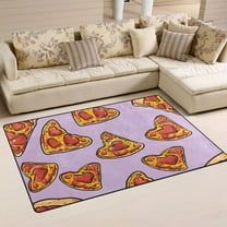 Pizzas on Purple Area Rug Washable Floor Carpet Mat 60 x 39 inch for Bedroom Living Room Kids Room Home Decor