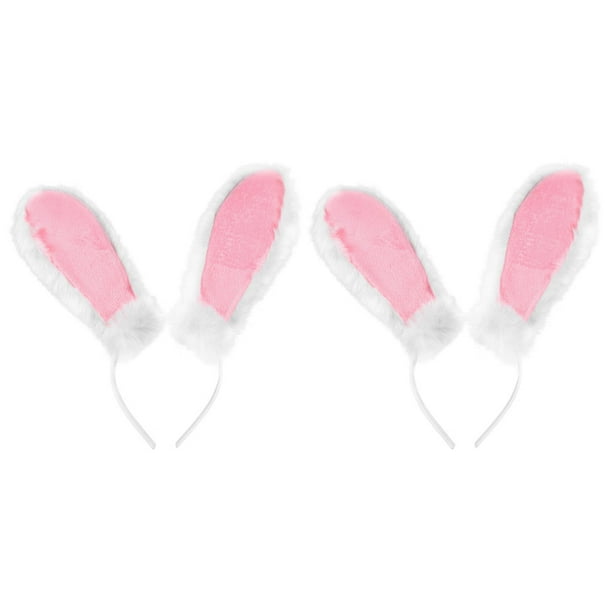 2 diademas con orejas de conejo esponjosas para cosplay de conejo, diadema flexible para fiestas temáticas, bonita y cómoda diadema con orejas de conejo