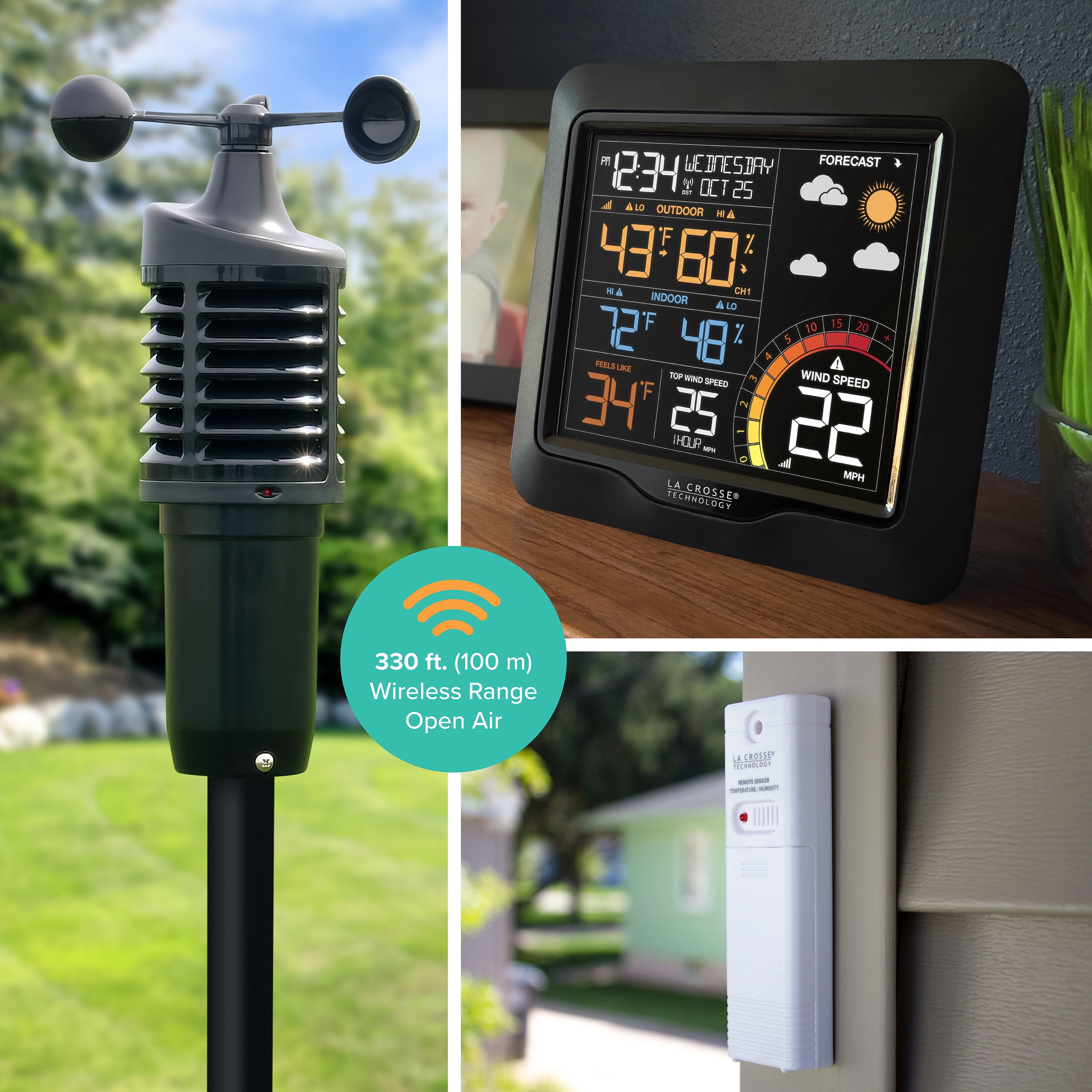 La Crosse Technology L76225 Digital Color Wind & Weather Station with Wind Sensor