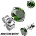 thumbnail image 2 of Pair of .925 Sterling Silver Earring Martini Stud Earring w/Round Peridot 7MM Cubic Zirconia, 2 of 2