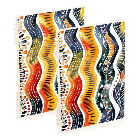 joogoo Spiral Journal Notebook Watercolor Wave Lines College Ruled Notebooks 8.3" x 5.7" 2 PCs