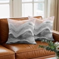 thumbnail image 3 of Ocean Wave Throw Pillow Cover Gray Gradient Cotton Linen Cushion Cover Throw Pillow Case with Invisible Zipper for Couch Sofa Bed Chair Car 16x16 Inch, 3 of 14