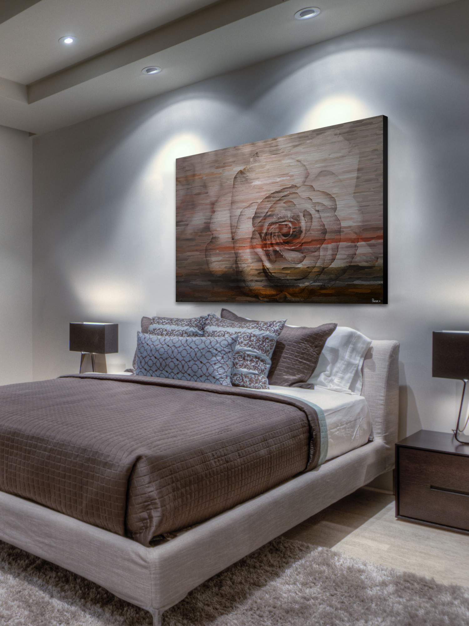 Parvez Taj Sleeping Rose Art Print on Brushed Aluminum