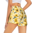 thumbnail image 4 of Picia Striped Sunflower Daisy Pattern Women's 2 in 1 Athletic Running Shorts High Waisted Workout Casual Gym Sweat Shorts with Comfy Liner Zipper Pockets-Small, 4 of 9
