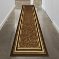 thumbnail image 6 of Ottomanson Border Hallway Runner Rug 2'7" x 9'6" - Non Slip Low Pile Carpet, Dark Brown, 6 of 13