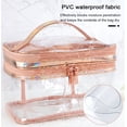 thumbnail image 4 of Clear Makeup Bag,WQFSTORE Double Layer Clear Plastic Cosmetic Bag with Zipper Travel Toiletry Bag, Pink, 4 of 6