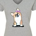 thumbnail image 4 of Inktastic Corgi Puppy Girl Women's V-Neck T-Shirt, 4 of 5