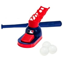 Franklin Sports MLB Pop A Pitch Kids Baseball Pitching Machine - Baseball Batting Practice Toy with Youth Bat 3 Plastic Baseballs Included - Boys Girls Hitting Toy Set