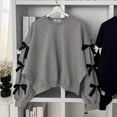 thumbnail image 2 of Mercatoo Girls Bow Sweatshirts Teen Oversized Plain Trendy Cotton Pullover Shirts Fall Winter Warm Soft Cozy Solid Clothes, 2 of 5