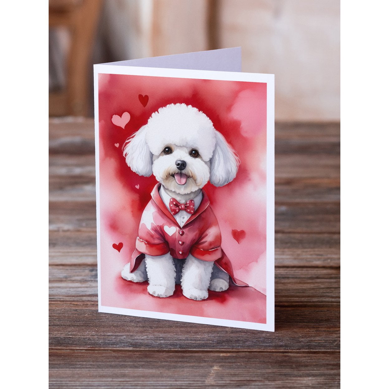 Bichon Frise My Valentine Greeting Cards Pack of 8 7 in x 5 in