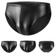 thumbnail image 6 of Mens Sexy Wet Look Lingerie Faux Leather Briefs Bikini Underwear Underpants, 6 of 7