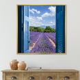 thumbnail image 2 of Designart 'View of Lavender Field Through Blue Open Cottage Window' Farmhouse Framed Canvas Wall Art Print, 2 of 5
