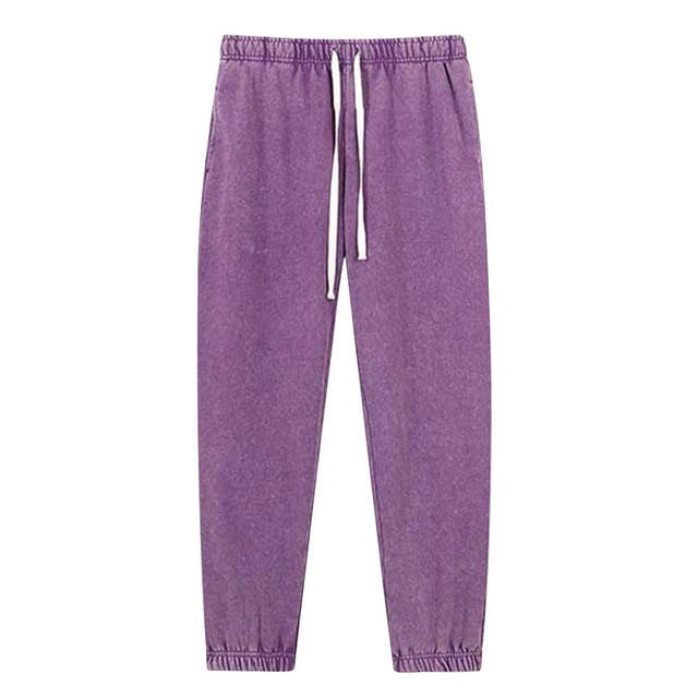 Men's Casual Fashion Washed Solid Color Drawstring Elastic Waistband Pocket Pants