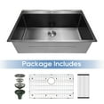 thumbnail image 6 of DELUXE LIVING 33 Inch Drop In Kitchen Sink with Accessories, 16 Gauge Single Bowl 304 Stainless Steel Sink, Workstation Kitchen Sinks 3 Accessories include Drain Strainer, Gun black, 6 of 8