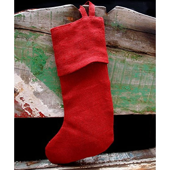 AK-Trading Burlap Jute Holidays Christmas Stockings - Pack of 6 (Red Burlap, 16" x 10")