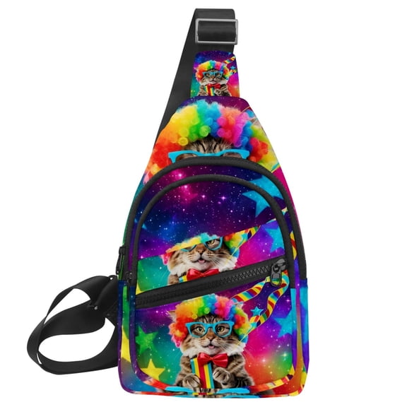 ERJLKXP Space Cat Small Mens Women Crossbody Chest Bag, Travel Over Shoulder Sling Bag Backpack Men Side Bag,Daypack