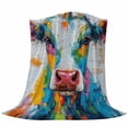 thumbnail image 6 of Colorful Cow Blanket Soft Cozy Warm Throw Blanket for Couch, Plush Fuzzy Flannel Fleece Blankets for Sofa, Farmhouse Oil Abstract Painting Animals Bed Blankets Lightweight Gifts for Women, 40"x60", 6 of 9