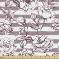 thumbnail image 1 of Floral Upholstery Fabric by the Yard, Continuous Romance Blossoming Wild Peonies on Grunge Stripes, Decorative Fabric for DIY and Home Accents, Grey Pink Warm Taupe by Ambesonne, 1 of 5