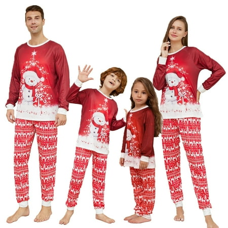 

Miyanuby Family Pajamas Matching Sets Xmas Long Printed Claus Top Plaid Pants Festival Nightmare Before Christmas Pajamas