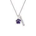 thumbnail image 2 of Delight Jewelry Silvertone Large Purple Paw Silvertone Guardian Angel Bar Charm Necklace, 23", 2 of 4