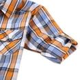 thumbnail image 2 of Bienzoe Boy's Cotton Plaid Roll Up Sleeve Casual Shirts Orange/Navy 5/6, 2 of 9