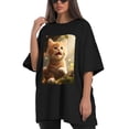 thumbnail image 4 of Plus Size Shirt for Women Black Tops for Women Short Sleeves Shirt for Women Cats T Shirt Crewneck Shirt for Women XL, 4 of 5