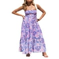 thumbnail image 2 of Women‘s Summer Bohemian Strapless Off Shoulder Maxi Dress White Tube Backless Flowy A Line Beach Long Maxi Dress, 2 of 7