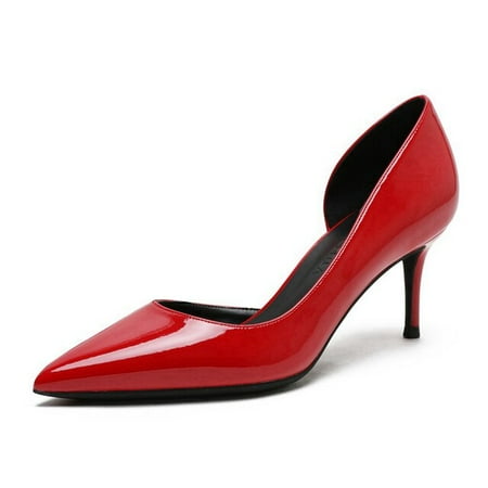 

YCNYCHCHY New Spring Autumn Casual Stilettos 6cm Thin Heels Wedding Shoes Woman Pointed Toe OL Work Patent Leather Pumps For Women