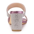 thumbnail image 2 of BLISSFUL STEP Inspired Women's Shoes Rhinestone Chunky Heel Square Toe Slide Sandals Pink 8.5, 2 of 8