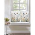 thumbnail image 3 of Half Window Curtain 36 Inches Long, Spring Floral Window Treatment Curtain Drapes, Butterfly Summer Botanical Watercolor Flowers Small Tier Curtains for Bathroom Over Sink, 27.5"x36", 2 Panels, 3 of 7