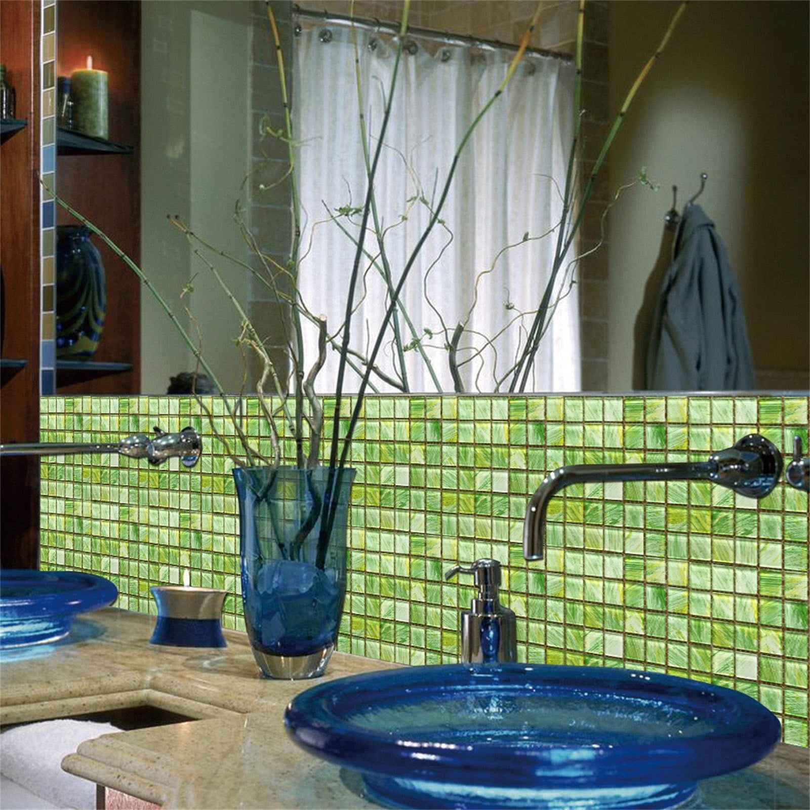 Peel and Stick Backsplash 10-Sheet Mosaic Backsplash for Kitchen Wall Waterproof Peel and Stick Backsplash Tile Peel and Stick for Bathroom Kitchen Cabinet Shower 4"x4"