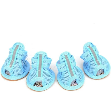 Summer Dog Shoes for Hot Pavement Breathable Mesh Sandals Puppy Anti Slip Paw Protectors Adjustable Reflective for Boys Girls Pet Small Dog CatBlue 1#